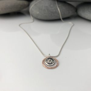 silver and rose gold lotus flower necklace mixed metal charm necklace yoga necklace lotus charm 5e344b0f scaled