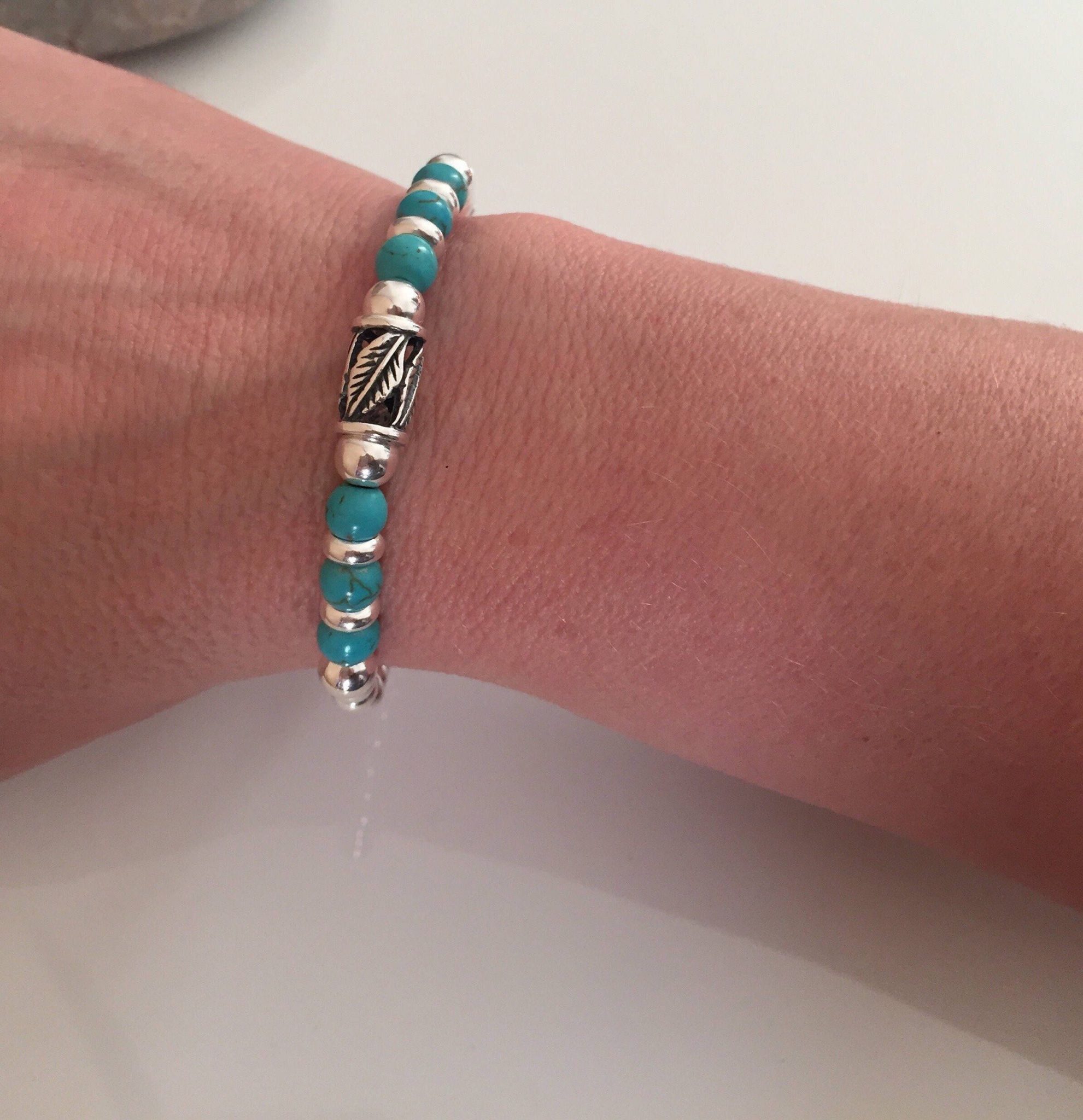 Chunky Silver Turquoise Bracelet Loved By Venus