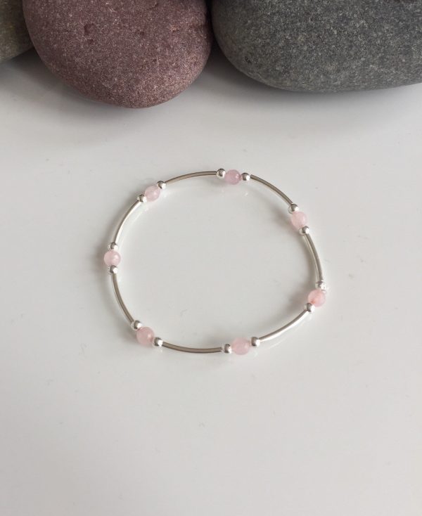 delicate rose quartz gemstone and sterling silver bracelet 5e45bf48