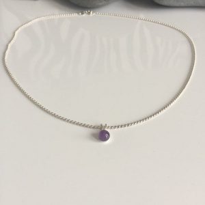 delicate sterling silver amethyst gemstone necklace 5e45a359