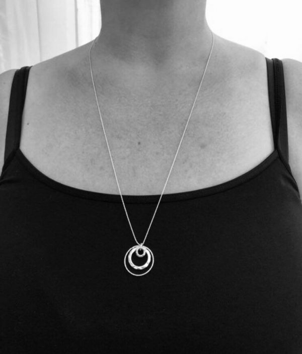 long silver necklace long necklace mixed metal circle necklace long silver charm necklace silver circle necklace long silver pendant 5e41671c