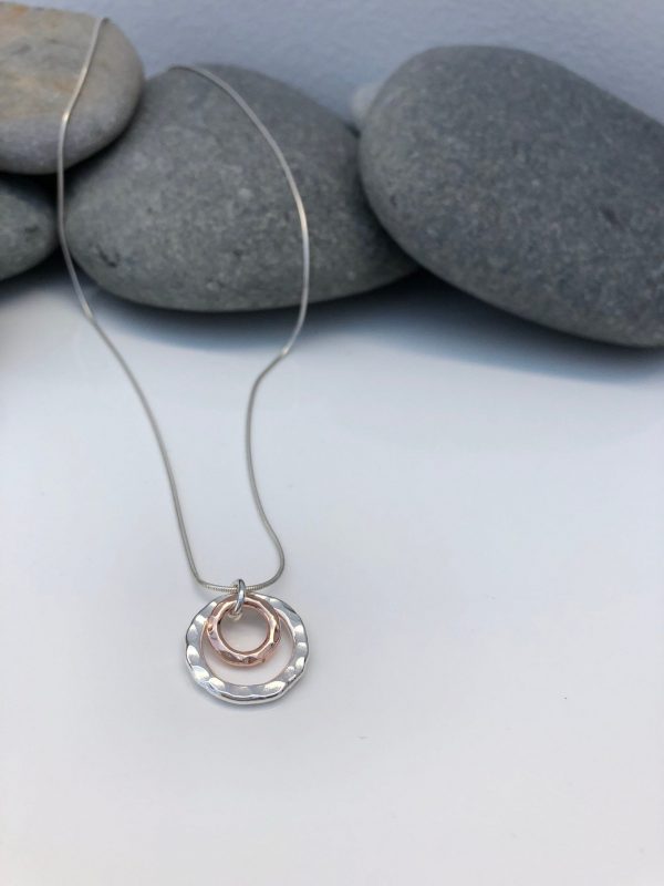 silver and rose gold double circle necklace 5e45a43d scaled