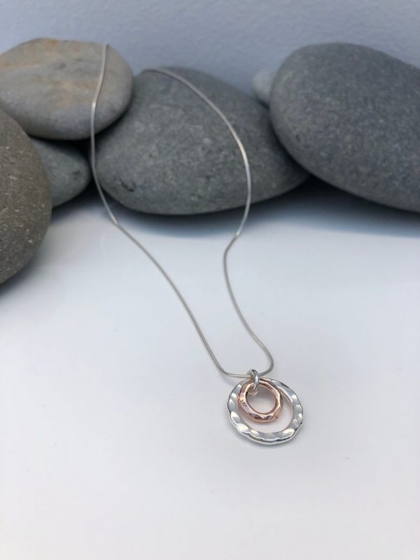 silver and rose gold double circle necklace 5e45a452 scaled