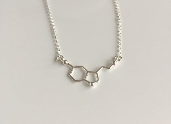 silver serotonin molecule necklace 5e459a68