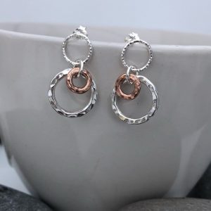 sterling silver and rose gold circle earrings 5e45b7c5