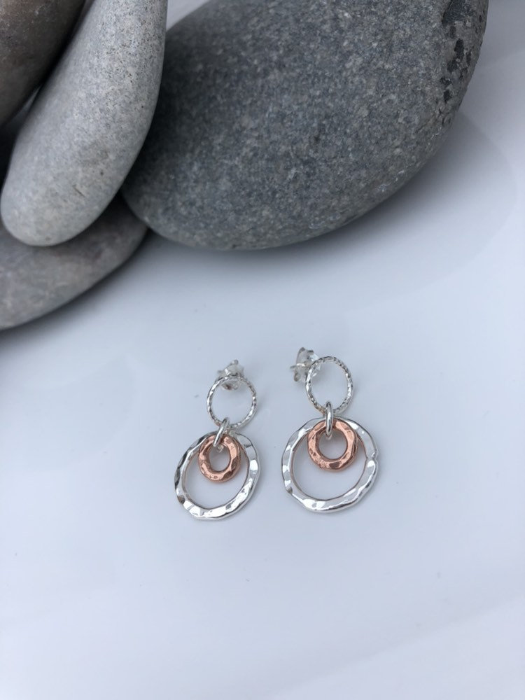 sterling silver and rose gold circle earrings 5e45b7cd