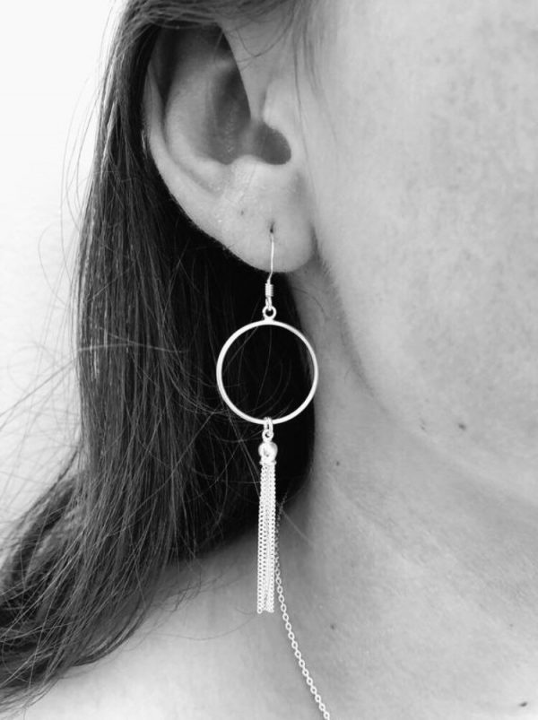 sterling silver circle and tassel dangle earrings 5e45bdc3