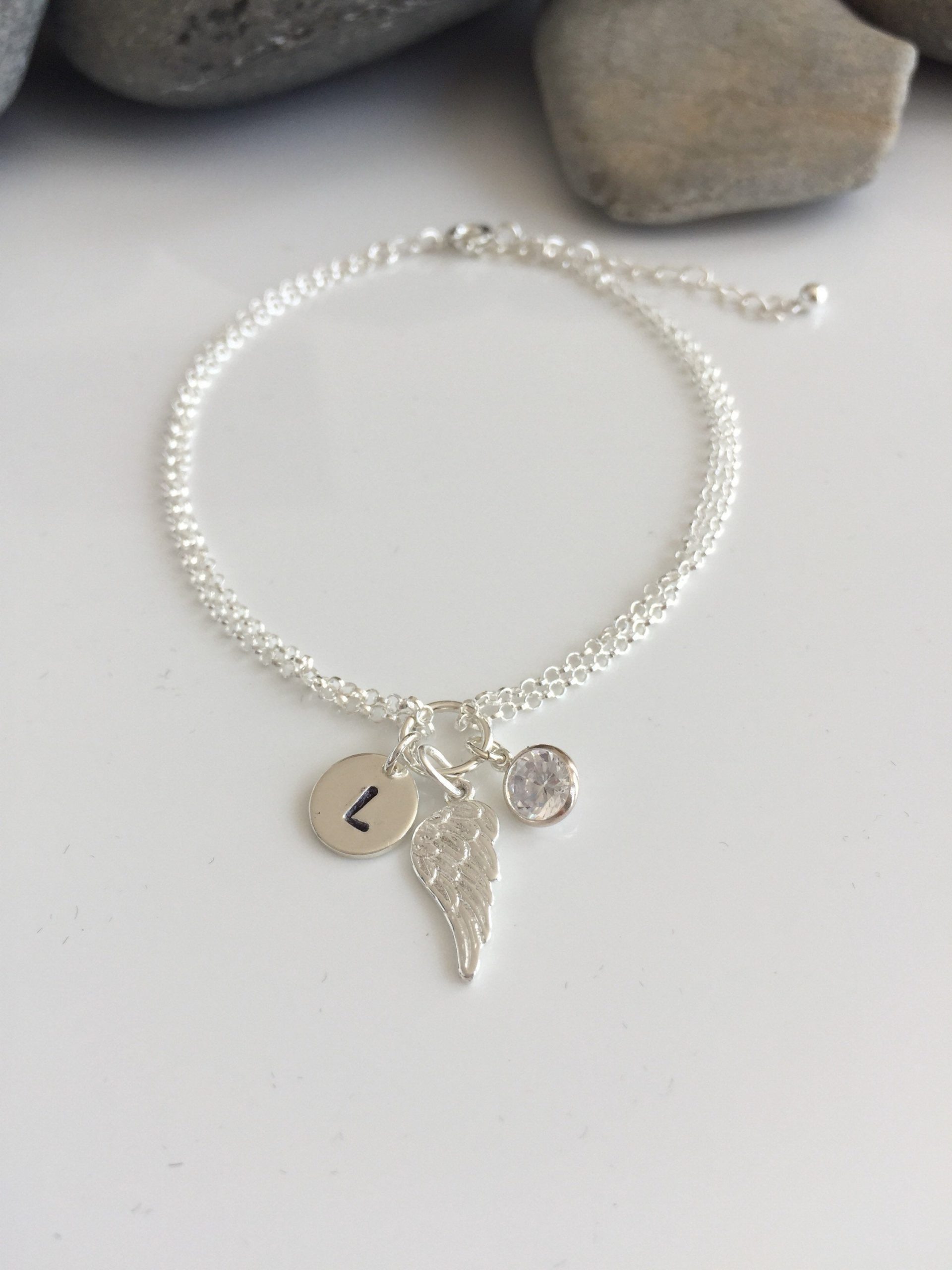 sterling silver personalised angel wing bracelet 5e457040 scaled