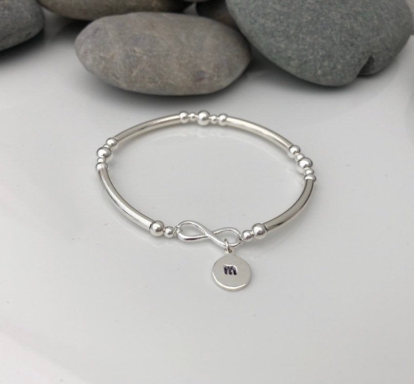 sterling silver personalised infinity stretch bracelet 5e45b3b0