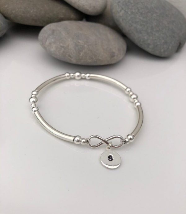 sterling silver personalised infinity stretch bracelet 5e45b3c1